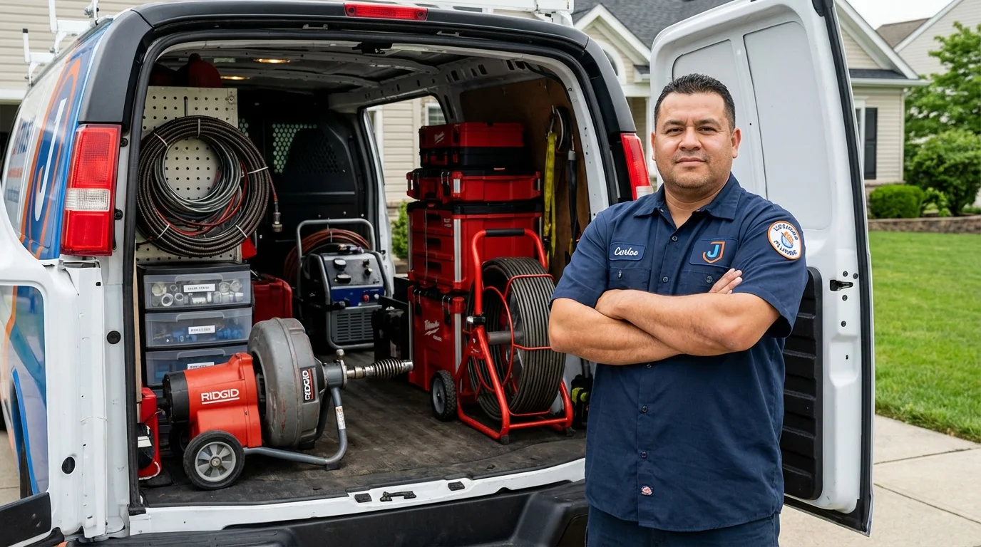 Professional drain cleaning equipment and Johns Plumbing LLC plumber in Libertyville