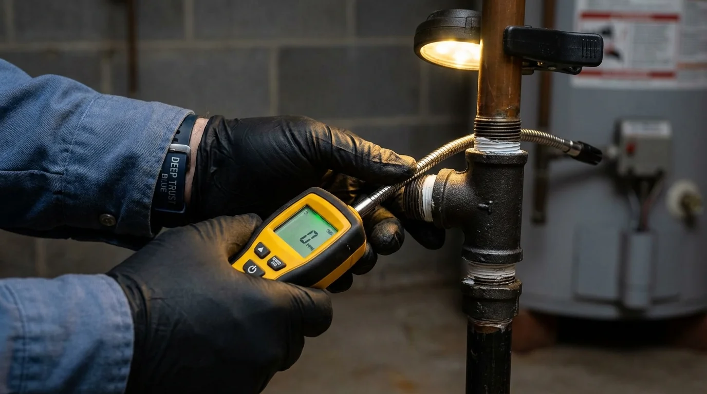 Gas leak detection with electronic sniffer by Johns Plumbing LLC in Libertyville